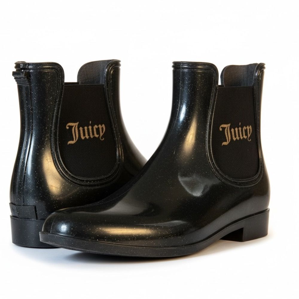 Juicy Couture Women’s Black And Gold Rain Boots Size 9 - Picture 9 of 15